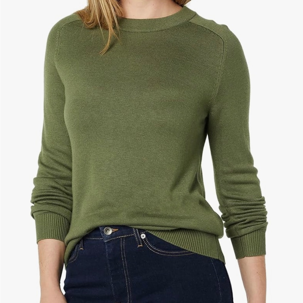 Amazon Aware Women's Pointelle Crewneck Sweater Sage